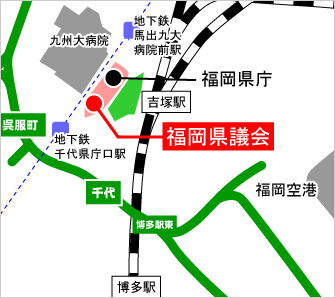 福岡県議会の位置